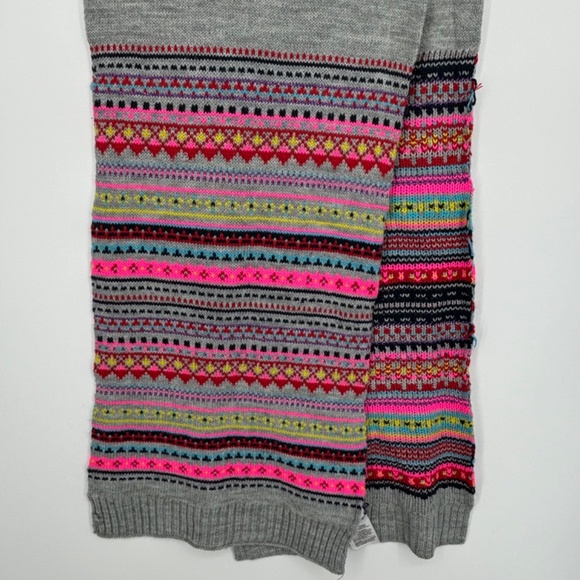 Gap Womens One Size Winter Scarf Heather Gray Multi Stripe Rectangular Acrylic - Picture 2 of 7